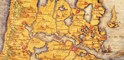 Kaart Landsmeer net boven Amsterdam in 1573